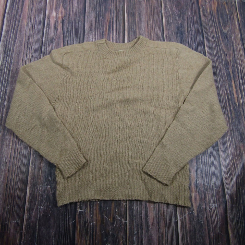 Sears Sweater Women M Tan Wool Camel Hair Blend Vintage Crewneck Knit Granny